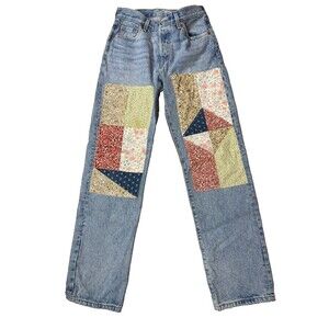 LeviS 501 Sz 28x32 (Tag 25x32) 150th Anniversary Patchwork Quilt Boho Jeans
